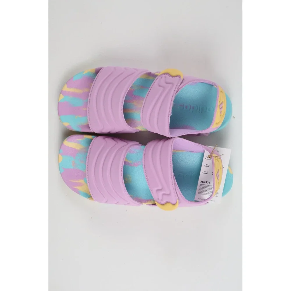 Adidas Adilette Sandal 2 K Bliss Lilac Orange Tint Flash Aqua Size 5 NEW
